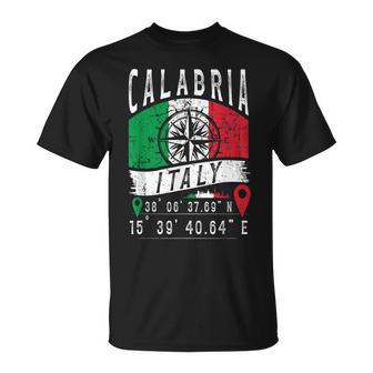 Reggio Calabre Drapeau Italie Italie Coordonnées Gps Calabre T-Shirt - Cadeauxyz
