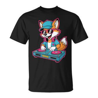 Renard Cool Dj Avec Casque Lunettes T-Shirt - Cadeauxyz