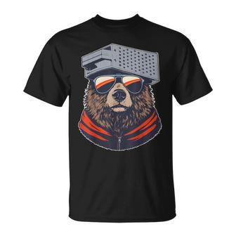 Retro Bear With Cheese Grater Hat And Sunglasses Sunse T-Shirt | Seseable UK