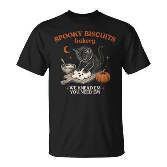 Retro Spooky Biscuits Club Cat Lovers Pastry Halloween T-Shirt - Monsterry