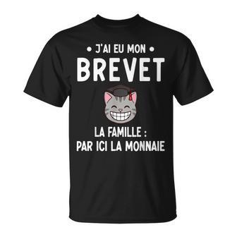Réussite Brevet Par Ici La Monnaie Diplôme Collège Chat Ado T-Shirt - Cadeauxyz