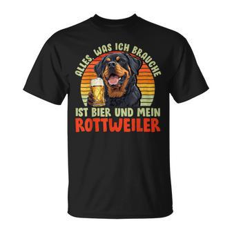 Rottweiler Alles Was Ich Brauche Ist Bier Und Rottweilers T-Shirt - Geschenkecke