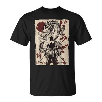Samurai Dragónintage Japonés Estética Retro Ninja Anime Camiseta unisex - Regaloses