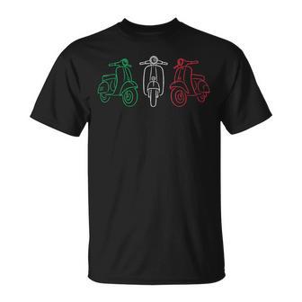 Scooter Moto En Colores De La Bandera De Italia Camiseta unisex - Regaloses