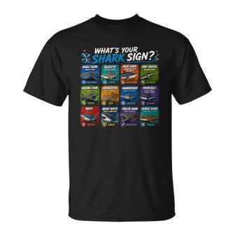 Shark Astrology 2026 Ocean Week Wildlife Shark Zodiac Sign T-Shirt | Seseable UK