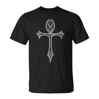 Símbolo Egipcio Y Gótico Ankh Con Cruz Araña Gótica Camiseta unisex - Regaloses