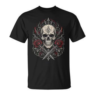 Skull Graphickeleton Biker Punk Rock Gothic Mens Camiseta unisex - Regaloses