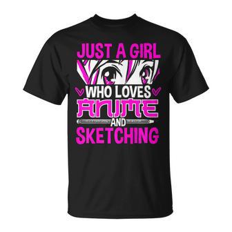 Solo Una Chica Que Ama El Anime Y El Bosquejo Camiseta unisex - Regaloses