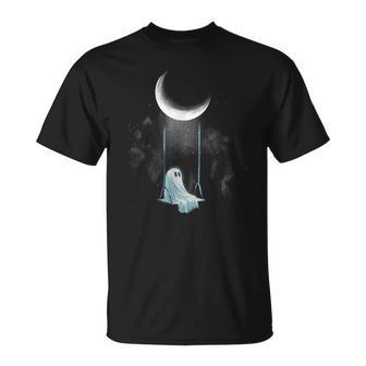 Spooky Ghost Swing Under Moon Lazy Halloween Costume Gothic T-Shirt - Thegiftio UK