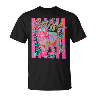Striped Easy Tiger Sarcastic Cute Girly Summer Beach T-Shirt - Monsterry