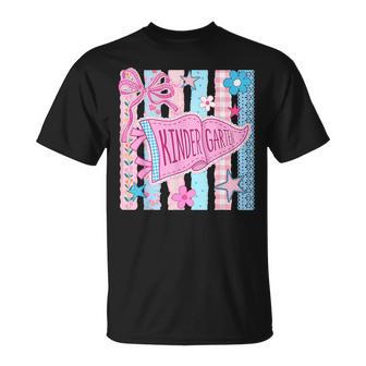 Striped Floral Pennant Flag Back To School Kindergarten Kids T-Shirt - Thegiftio UK