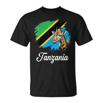 Tanzanie Drapeau Girafe Africaineafari Fauneauvage T-Shirt - Cadeauxyz