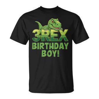 Three Rex Birthday Boy Dinosaur T-Rex 3Rd Birthday Party T-Shirt - Thegiftio UK