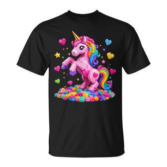 Unicorn Master Builder Girls Kids Building Bricks Blocks Toy T-Shirt - Thegiftio UK