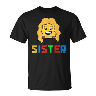 Unique Family Sister Master Builder Building Bricks Blocks T-Shirt - Monsterry