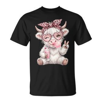 Vaca Escocesa De Las Tierras Altas Comiendo Chicle Camiseta unisex - Regaloses