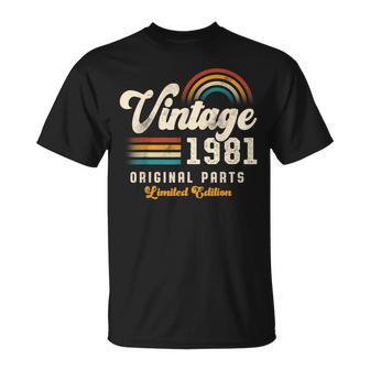 Vintage 1981 Piezas Originales 45 Aniversario Retro Camiseta unisex - Regaloses