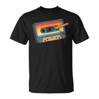 Vintage Retro Cassette Cinta Lápiz Años 80 Años 90 Diseño Camiseta unisex - Regaloses