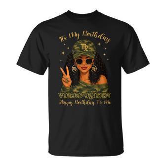 Virgo Queen Black Woman With Cap Camo It's My Birthday Party T-Shirt | Seseable UK