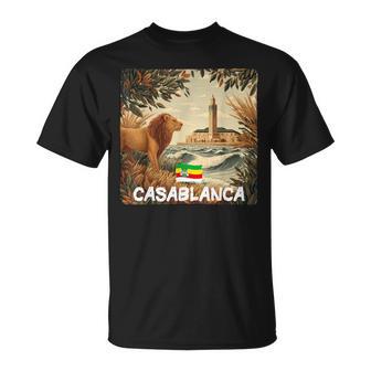 Vue De Laille De Casablanca Avec La Nature Et Le Dessin Cool Du Lion T-Shirt - Cadeauxyz