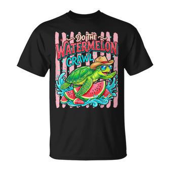 Do The Watermelon Crawl Turtle Girly Striped Summer T-Shirt - Monsterry
