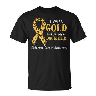I Wear Gold For My Daughter Childhood Cancer Awareness Mom T-Shirt | Seseable UK