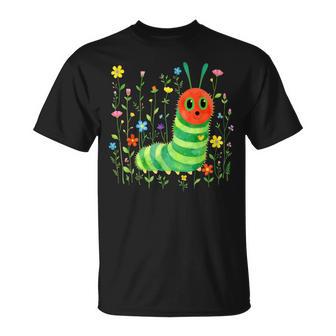 Wildflower Flower Floral Cute Caterpillar T-Shirt | Seseable UK
