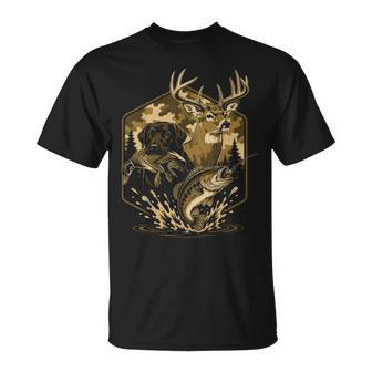 Youth Camo Fishing Bass Fish Dog Hunting Duck Deer Local Boy T-Shirt | Seseable UK