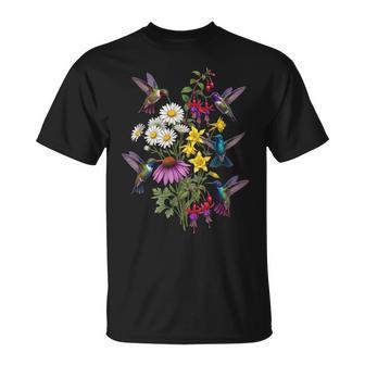 詳細なハチドリと野花ボタニカル。 Tシャツ - Kawaiitshirt