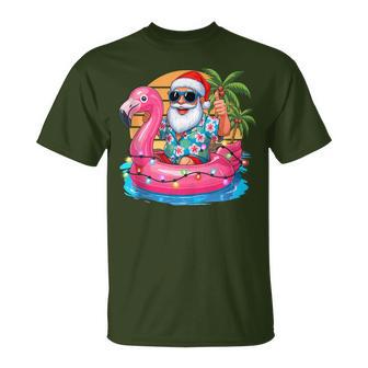 Christmas In July Kids Boys Santa Flamingo Summer Xmas T-Shirt | Seseable UK