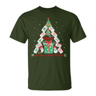 Mahjong Christmas Tree Mahjong Tiles Chinese Mah Jong Xmas T-Shirt - Monsterry