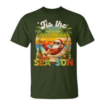 Tis The Sea-Sun Christmas In July Hawaii Santa Beach T-Shirt | Seseable UK