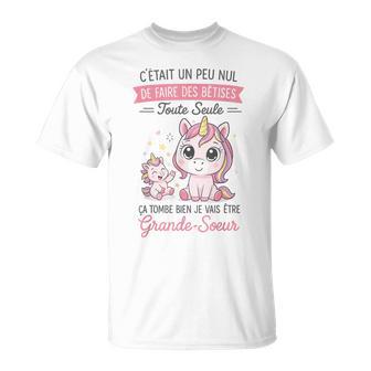 Annonce Grossesse Fille Cadeau Future Grandeœur Licorne T-Shirt - Cadeauxyz