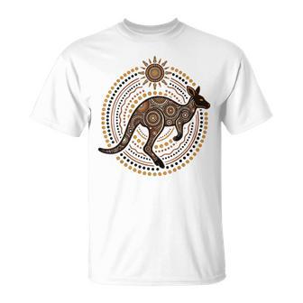 Arte Aborigen De Lunares Canguro Australiano Camiseta unisex - Regaloses