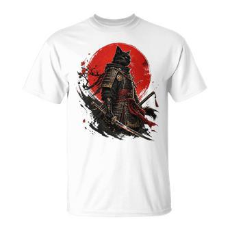 Arte De Armaduraintage De Guerrero Japonésamurái De Gato Negro Camiseta unisex - Regaloses