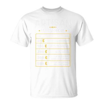 Artisan Tarif Horaire Humoristique Artisan Haut De Gamme T-Shirt - Cadeauxyz