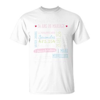 Cadeau 54 Ans De Mariage Pour Couple Noces De Zibeline Haut De Gamme T-Shirt - Cadeauxyz