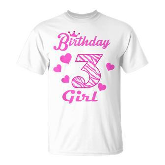 Camisa De Cumpleaños Feliz Para Niñas Fiesta De 3 Años Camiseta unisex - Regaloses