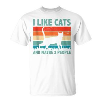 I Like Cats And Maybe 3 Personas Amante De Gatos Entrenador De Gatos Animal In Mangas Camiseta unisex - Regaloses