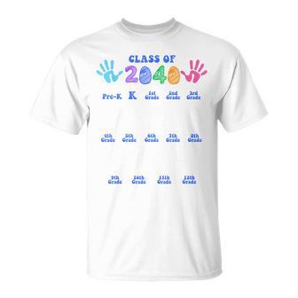 Class Of 2040 Handprint For Grades Kindergarten Graduation T-Shirt | Seseable UK