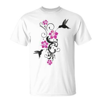 Colibri Colibri Tropical Hibiscus Fleurs Été Aloha T-Shirt - Cadeauxyz