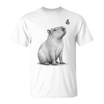 Cute Capybara With Butterfly Girls Kids T-Shirt - Thegiftio UK