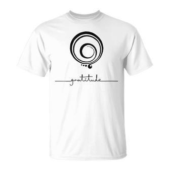 De Gratitud Inspiradora Conímbolo De Gratitud Cuello Camiseta unisex - Regaloses