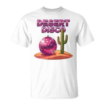 Desert Disco Pink Disco Ball Cactus Retro Western Cowgirl T-Shirt | Seseable UK