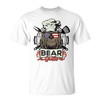 Divertido Barbacoa A La Parrilla Papá Patriótico Oso Parrillas Bandera De Estados Unidosacaciones Camiseta unisex - Regaloses