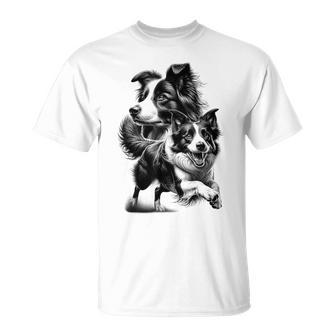Dolce Border Collie Come Un Ritratto Fresco Maglietta - Novitaregali