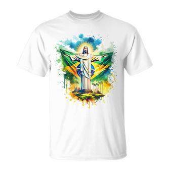 Drapeau Brésil Du Christ Rédempteur Rio De Janeiro Brésil T-Shirt - Cadeauxyz