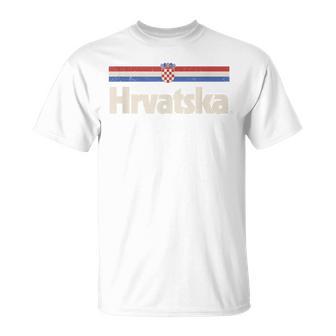 Drapeau Rétro Hrvatska Croatie Bleu Croate T-Shirt - Cadeauxyz