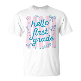 First Day Of 1St Grade Hello First Grade Teachers Womens T-Shirt - Thegiftio UK