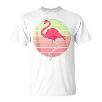 Flamenco Retro Pájaro Tropical Exóticoerano Flamenco Rosa In Mangas Camiseta unisex - Regaloses